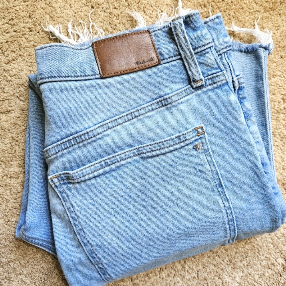 Madewell Distressed Light Wash Cropped Jeans "The Perfect Vintage Jean"